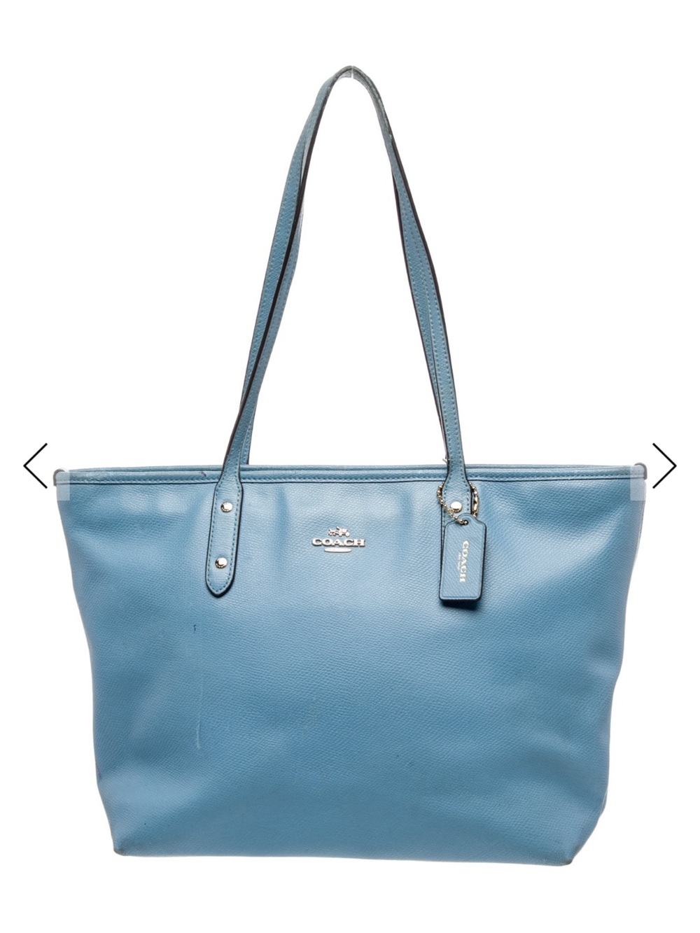 Coach Light Blue Pebble Leather Tote
